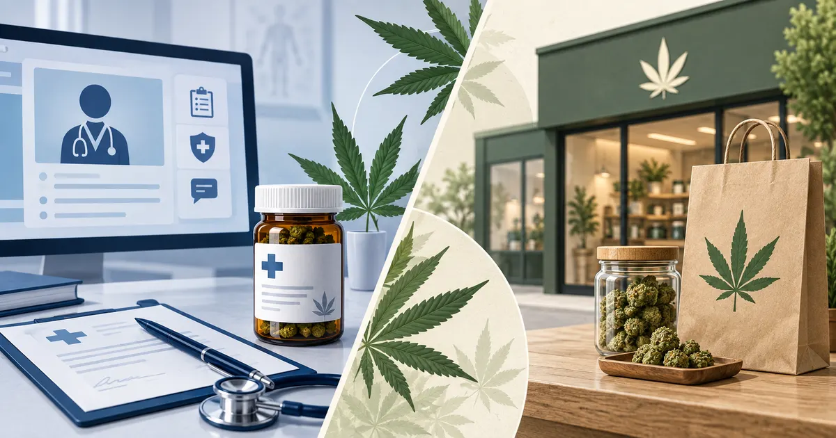 Illustrated comparison of supervised medical access and recreational retail